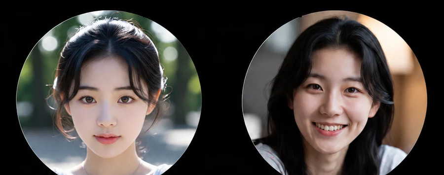 처음 사용한 여성 얼굴의 흑백 사진