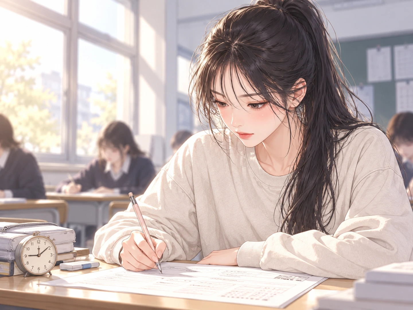 문제를 풀며 고민하는 수험생