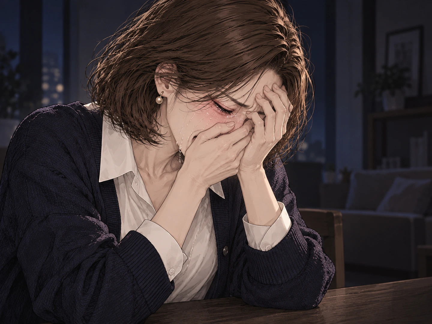 합격 소식을 듣고 지난 수험생활을 떠올리며 오열하는 어머니의 웹툰 삽화